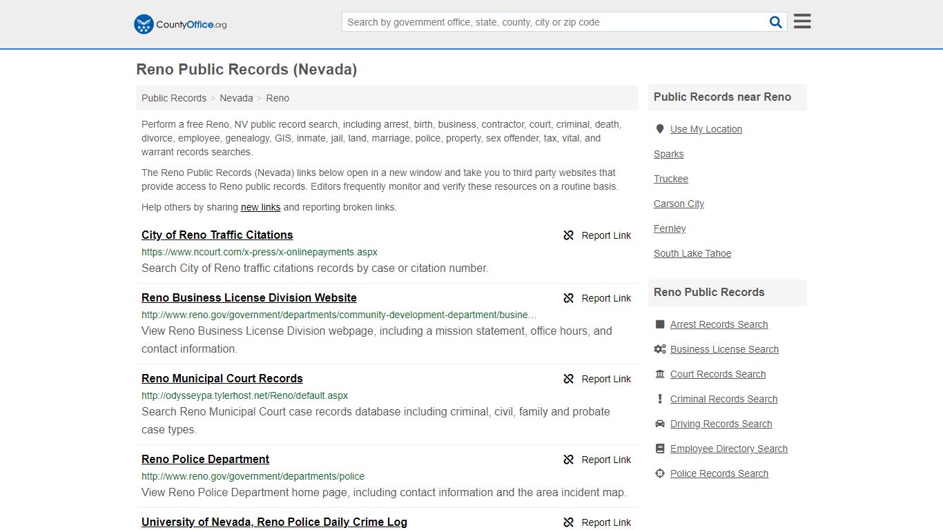 Public Records - Reno, NV (Business, Criminal, GIS ...